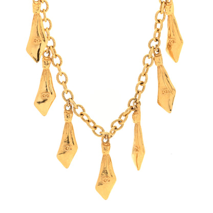 Chanel Metal CC Neck Tie Charm Necklace Gold 1 of 4