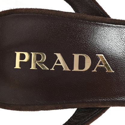 Prada Scamosciata Logo Ankle Strap 40/135mm Platform Sandals 36 Moro 8 of 9