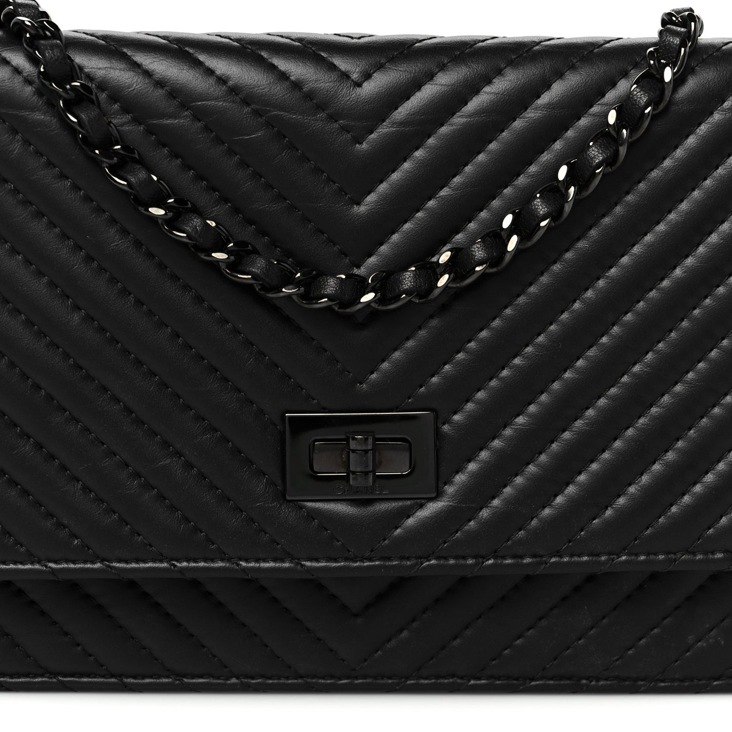 Sheepskin Chevron Reissue Wallet On Chain WOC So Black