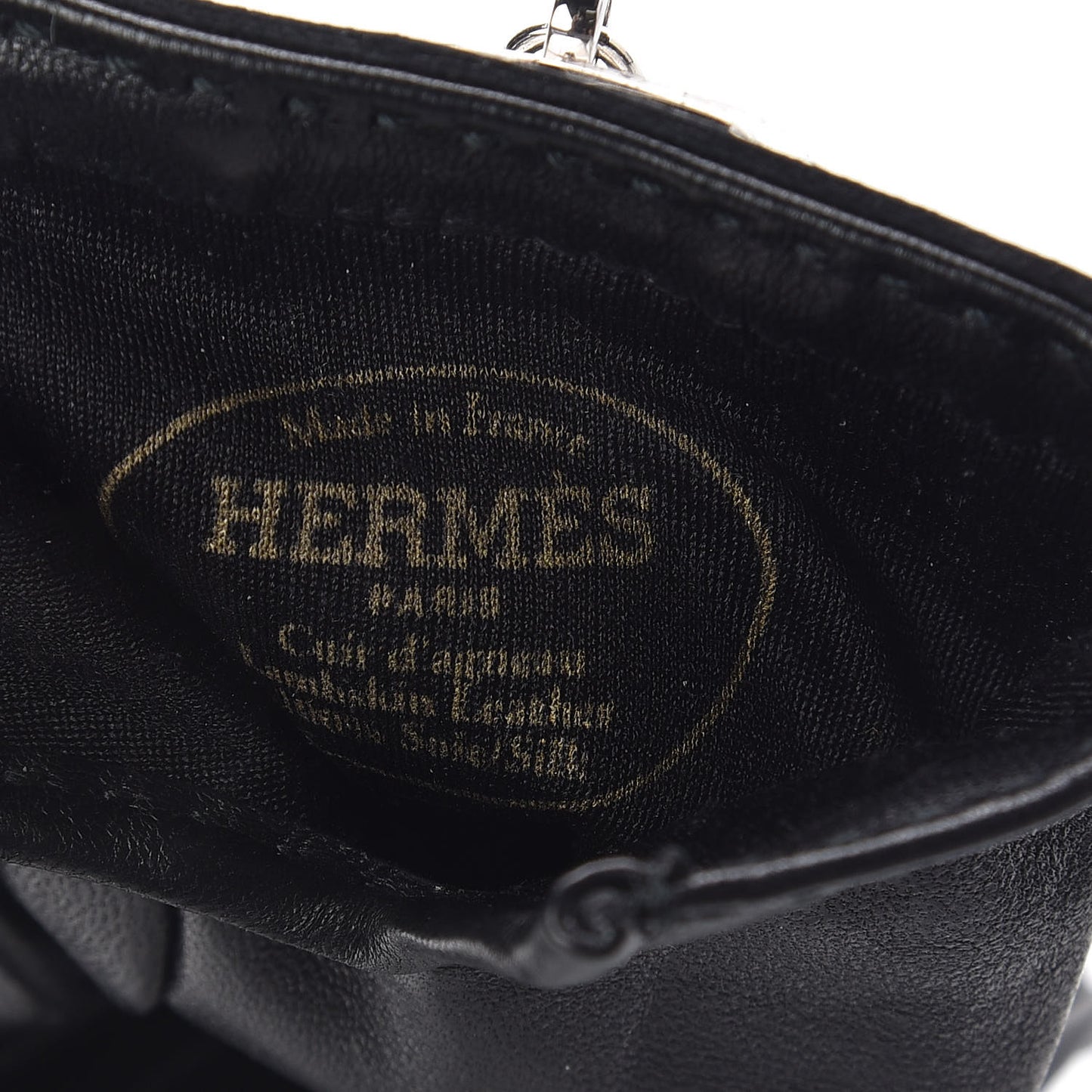 Lambskin Soya Kelly Lock Gloves 7 Black