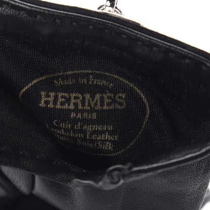 Hermes Lambskin Soya Kelly Lock Gloves 7 Black 3 of 3