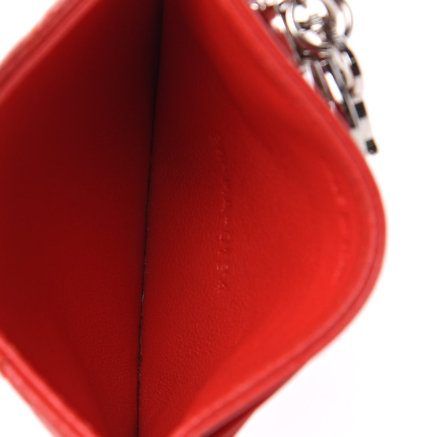 Lambskin Cannage Lady Dior Card Holder Red