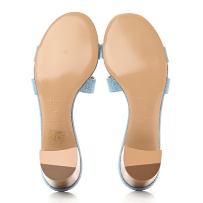 Hermes Denim Oasis Sandals 37 Bleu Clair 5 of 8