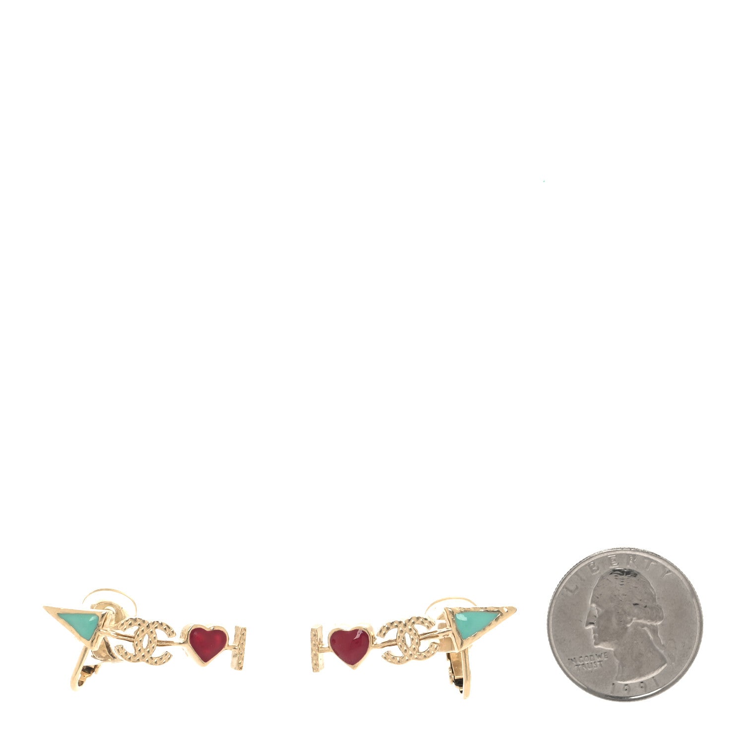 Chanel Metal Enamel CC Arrow Earrings Gold Multicolor 2 of 4