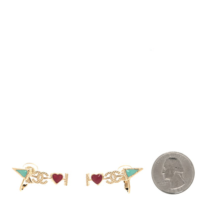 Chanel Metal Enamel CC Arrow Earrings Gold Multicolor 2 of 4