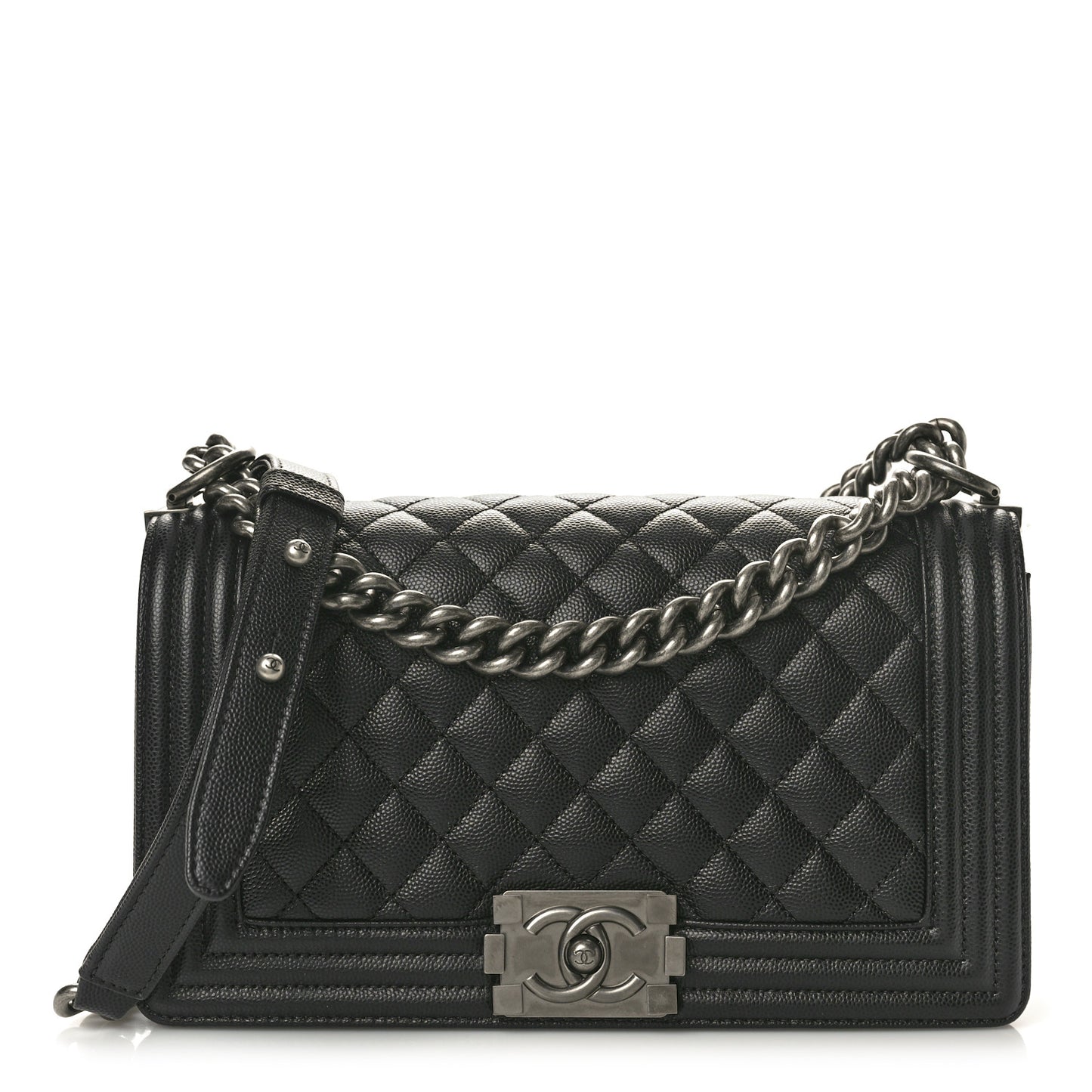 Caviar Quilted Medium Boy Flap Black