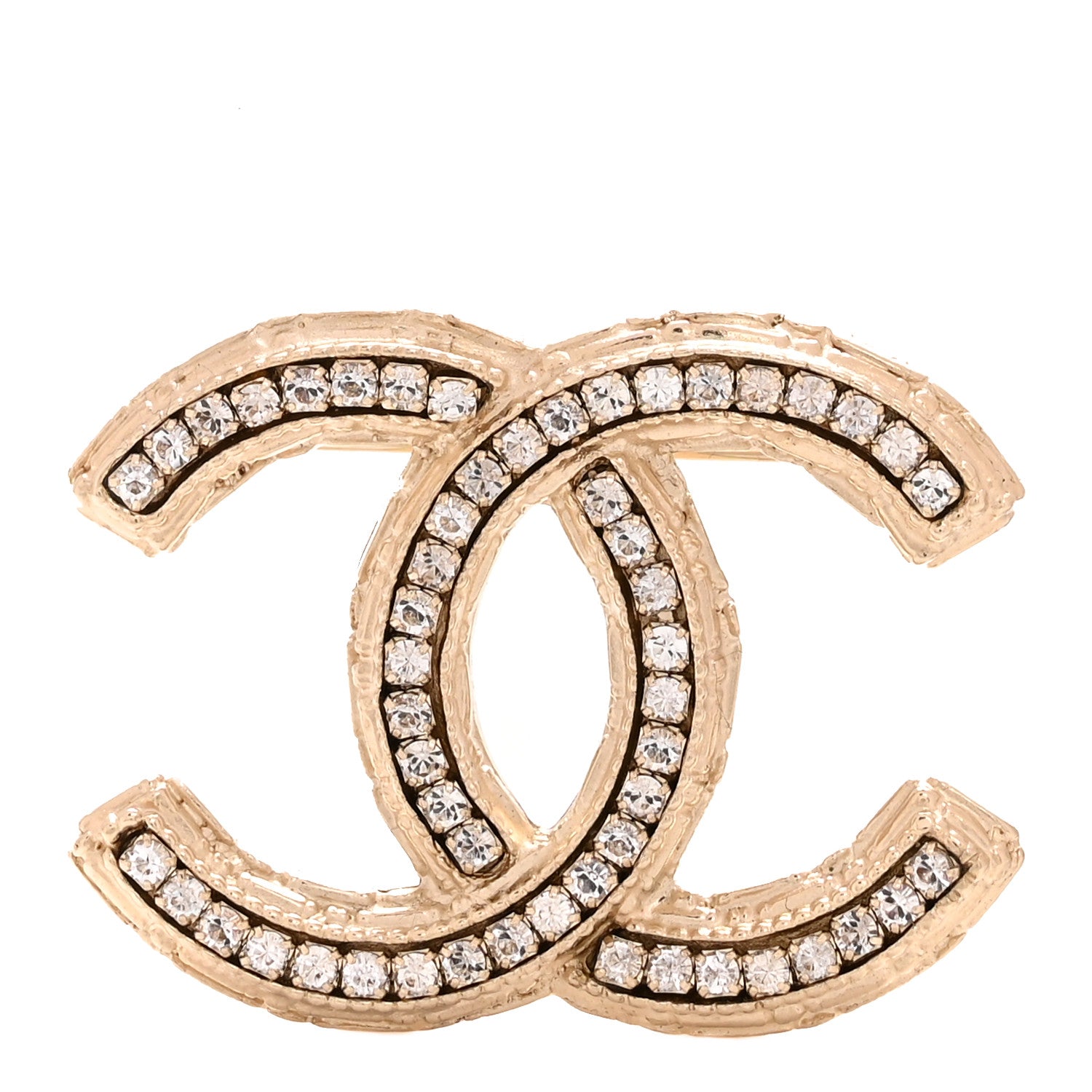 Chanel Metal Crystal Baguette CC Brooch Gold 1 of 4
