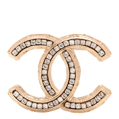 Chanel Metal Crystal Baguette CC Brooch Gold 1 of 4