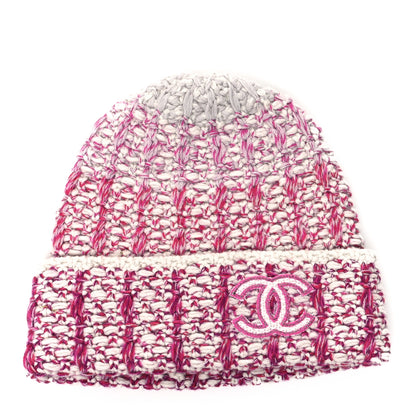 Chanel Cashmere CC Beanie Hat Pink Beige 1 of 4