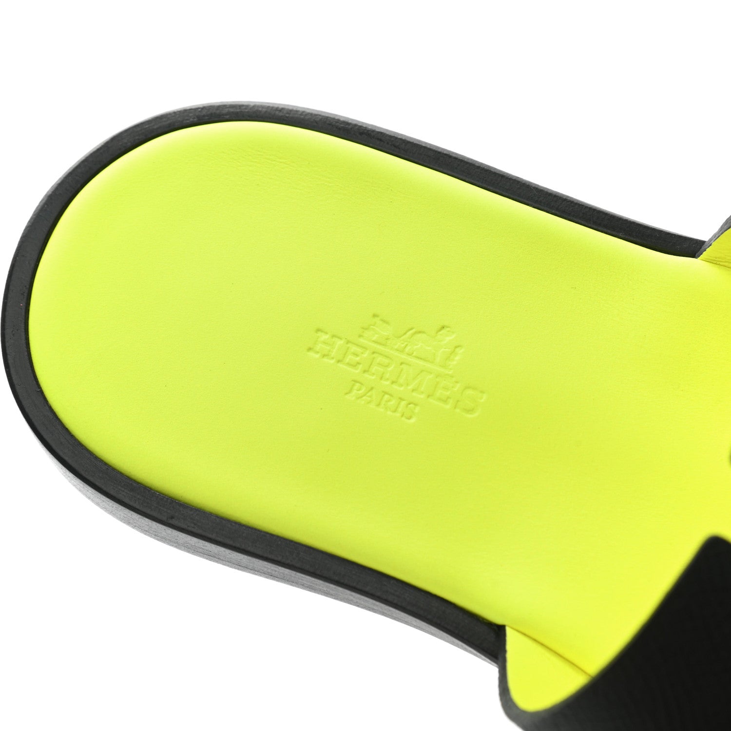 Hermes Epsom Mens Izmir Sandals 39 Black Jaune Fluo 7 of 7