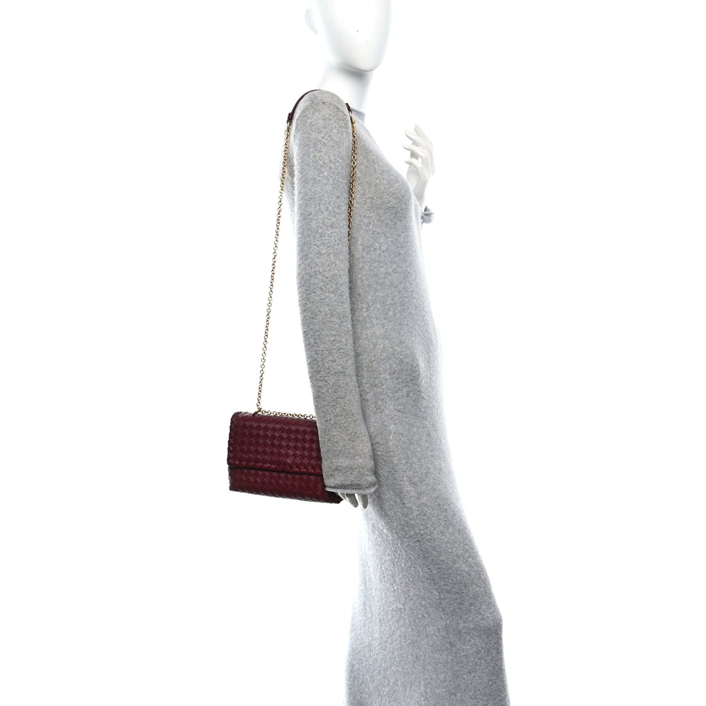 Nappa Intrecciato Baby Olimpia Shoulder Bag Bordeaux