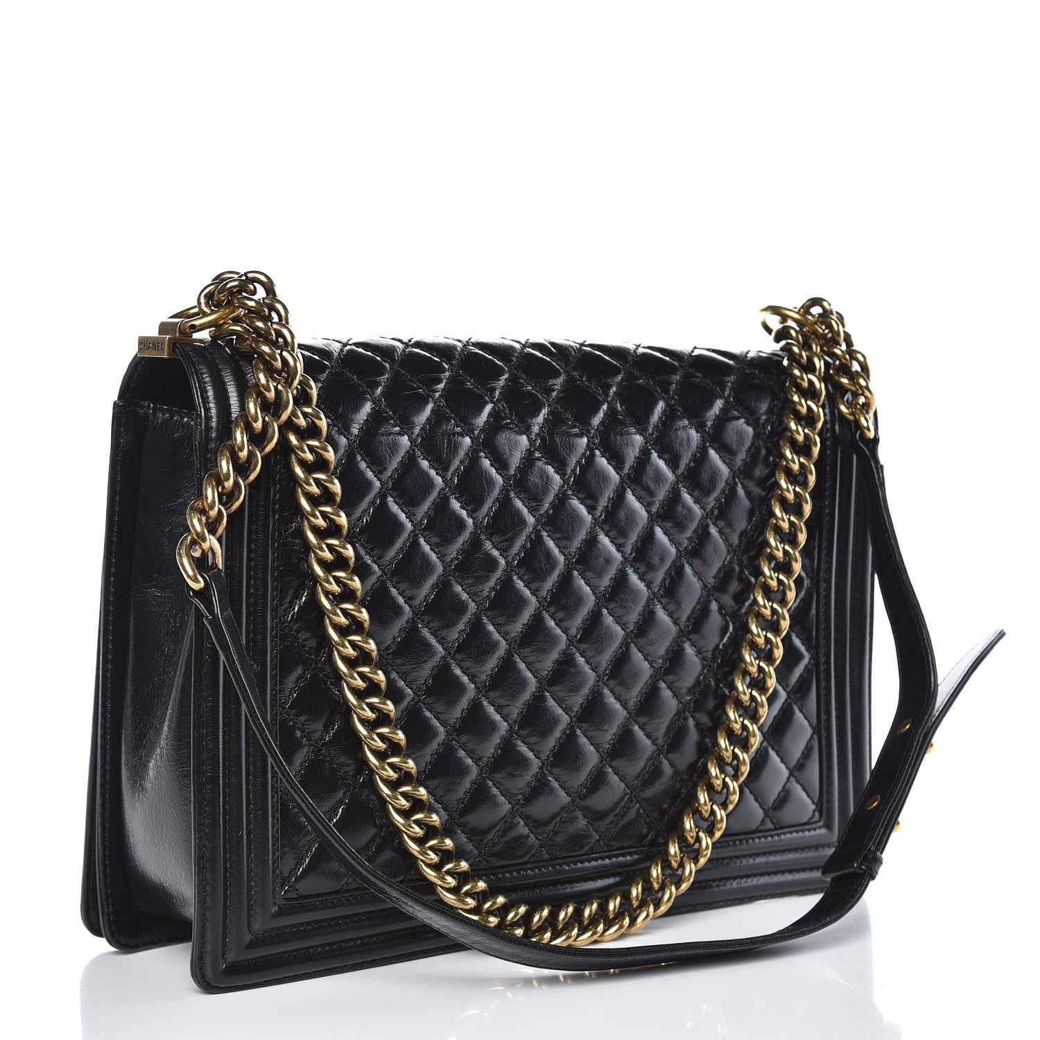 Chanel Glazed Calfskin Quilted Large Boy Flap Black 3 of 14
