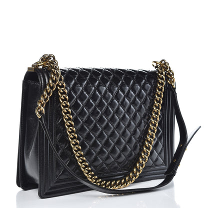 Chanel Glazed Calfskin Quilted Large Boy Flap Black 3 of 14