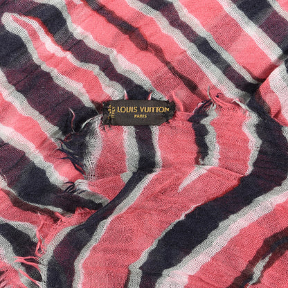 Louis Vuitton Silk Wool Zebra Shawl Pink Black 4 of 5
