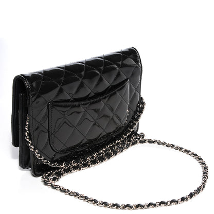 Chanel Striated Patent Wallet On Chain WOC Black 3 of 10