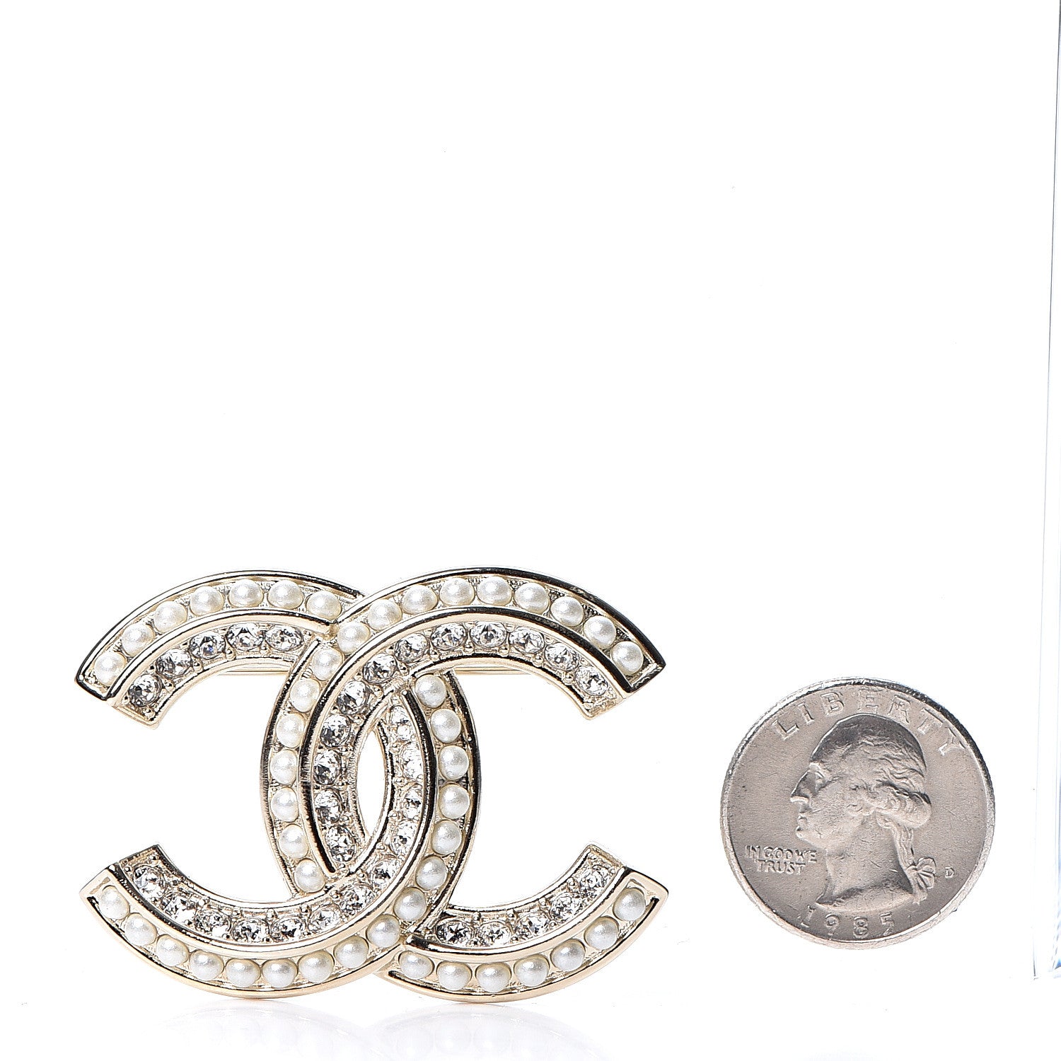 Chanel Crystal Pearl Chain Mania CC Earrings Gold 2 of 5