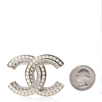 Chanel Crystal Pearl Chain Mania CC Earrings Gold 2 of 5