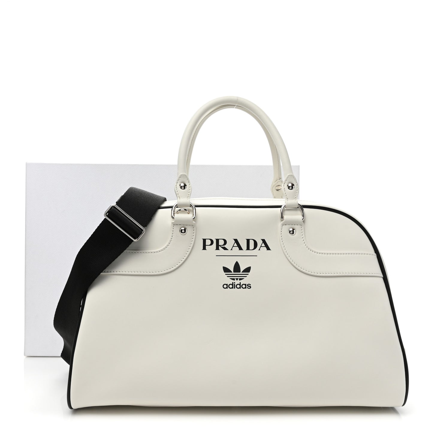X ADIDAS City Calfskin Bowling Bag White Black