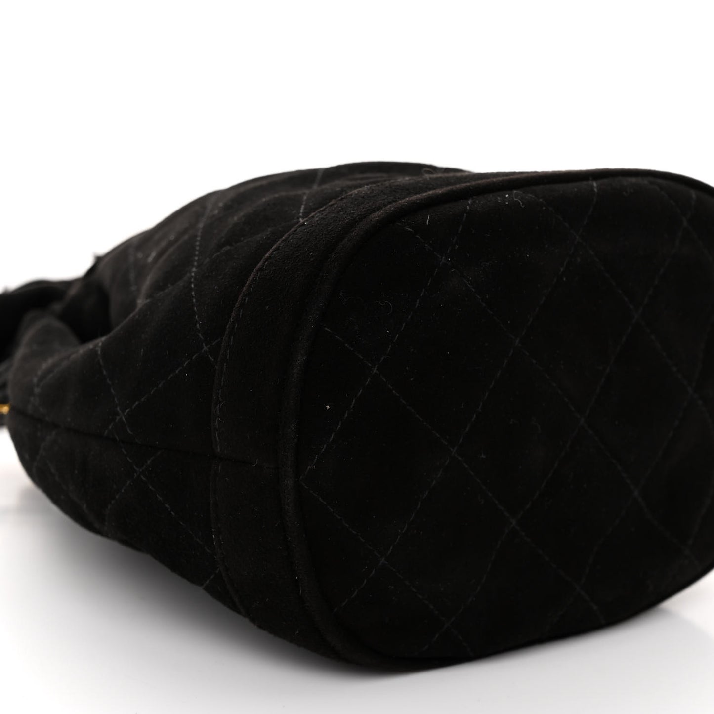 Suede Drawstring Tassel Bucket Bag Black