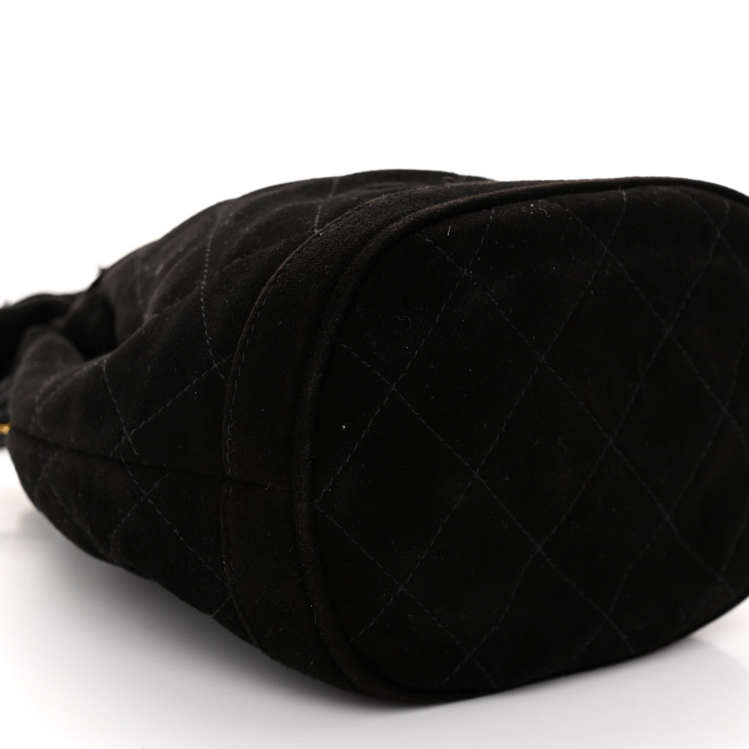 Chanel Suede Drawstring Tassel Bucket Bag Black 8 of 9