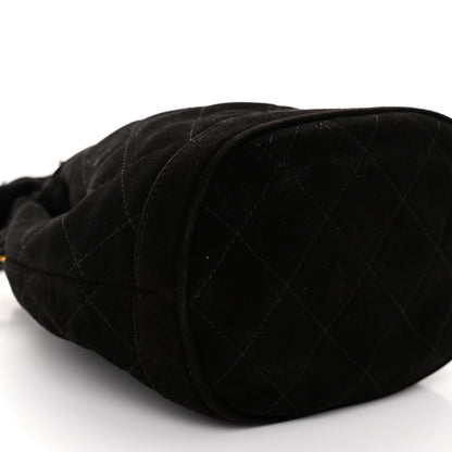 Chanel Suede Drawstring Tassel Bucket Bag Black 8 of 9