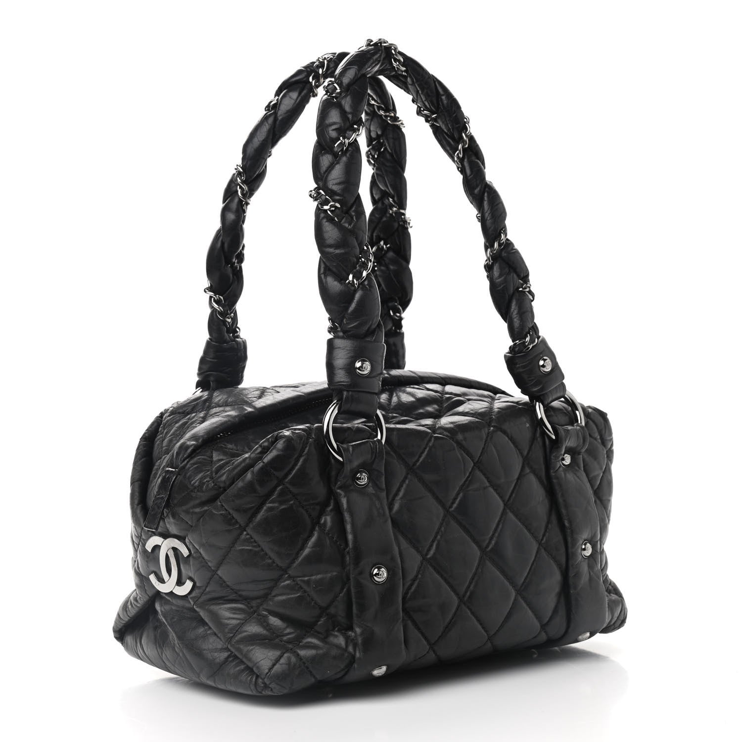 Chanel Distressed Lambskin Lady Braid Small Tote Black 3 of 11