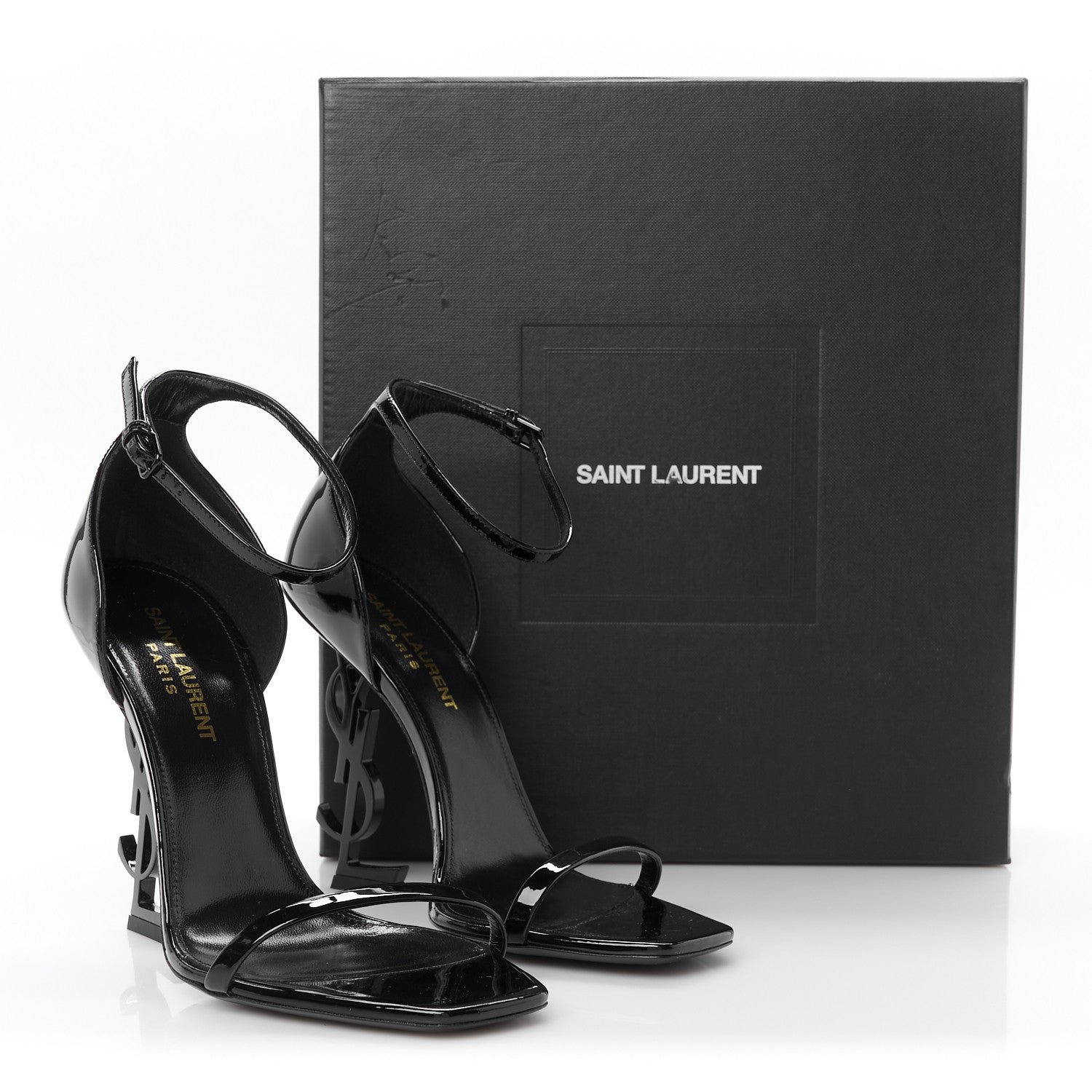 Saint Laurent Patent Calfskin Opyum 110 Sandals 37 Black 10 of 10