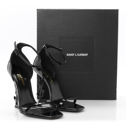 Saint Laurent Patent Calfskin Opyum 110 Sandals 37 Black 10 of 10