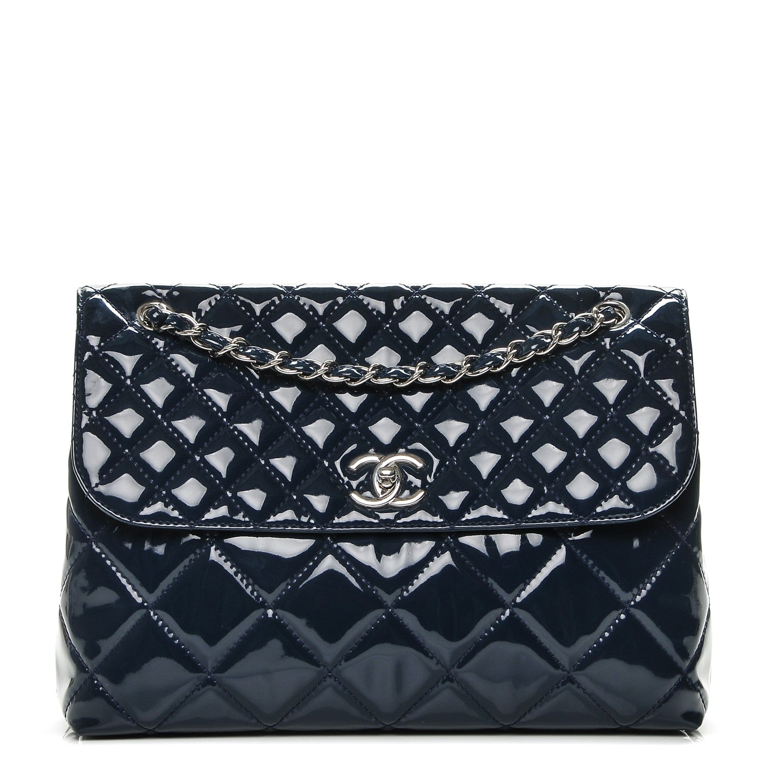 Chanel Vinyl Quilted In The Business Flap Navy Blue 1 of 7