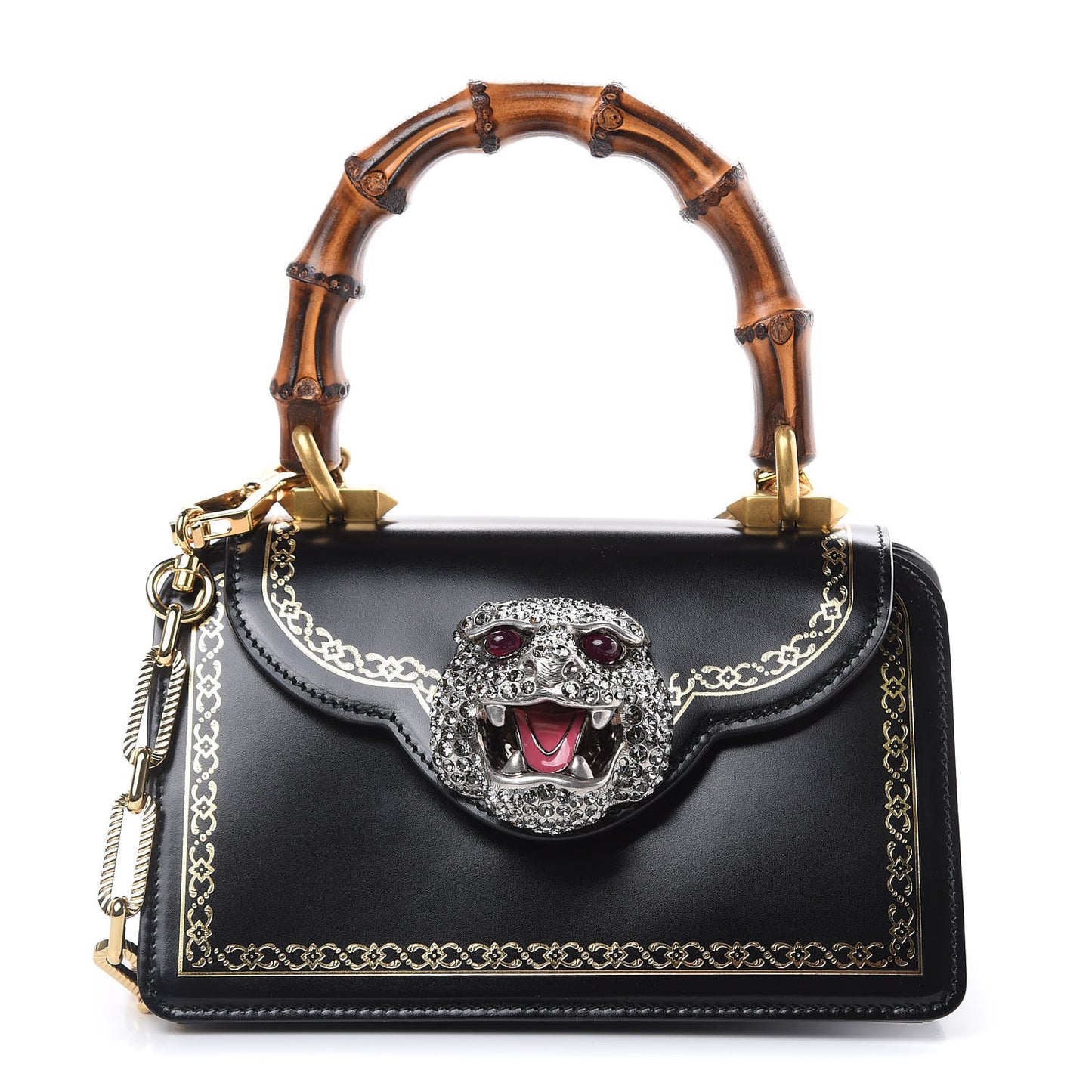 Calfskin Bamboo Mini Thiara Top Handle Bag Black