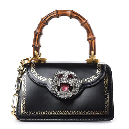 Gucci Calfskin Bamboo Mini Thiara Top Handle Bag Black 1 of 9
