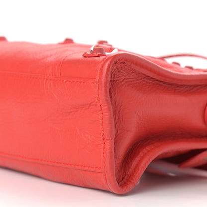 Balenciaga Matte Goatskin Rubber Covered Classic Hardware Mini City Rouge Coquelicot Rouge Braise 10 of 12