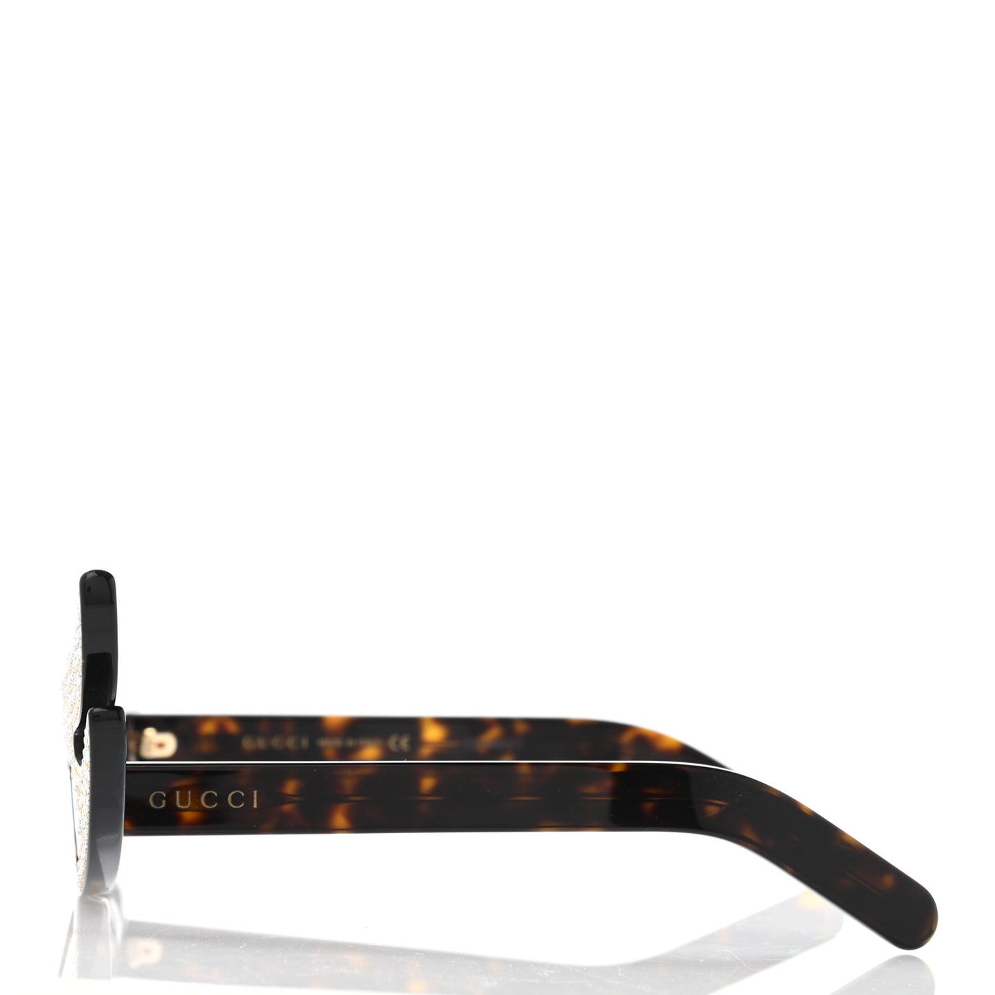 Acetate Asymmetrical Crystal Sunglasses GG0240S Havanna