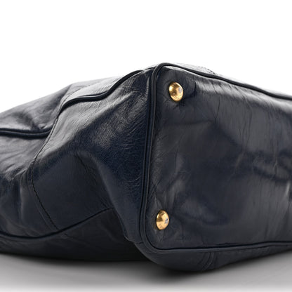 Prada Vitello Shine Shopping Satchel Navy 9 of 13