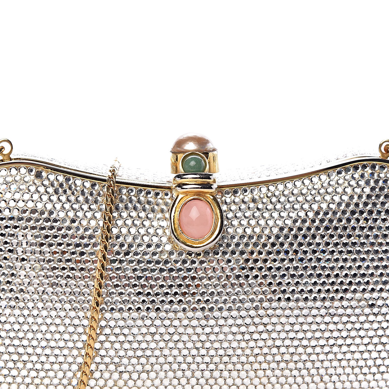 Judith Leiber Swarovski Crystal Minaudiere Clutch Gold 13 of 13