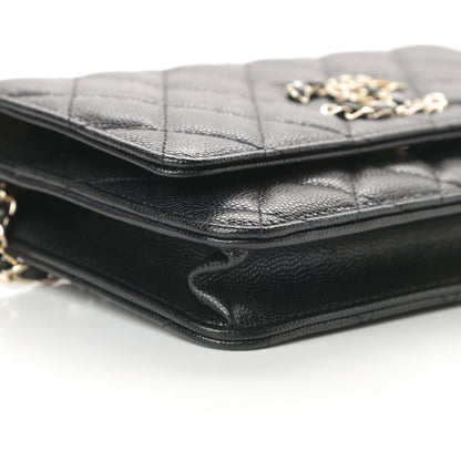 Chanel Caviar Quilted French New Wave Chain CC Wallet On Chain WOC Black 10 of 12
