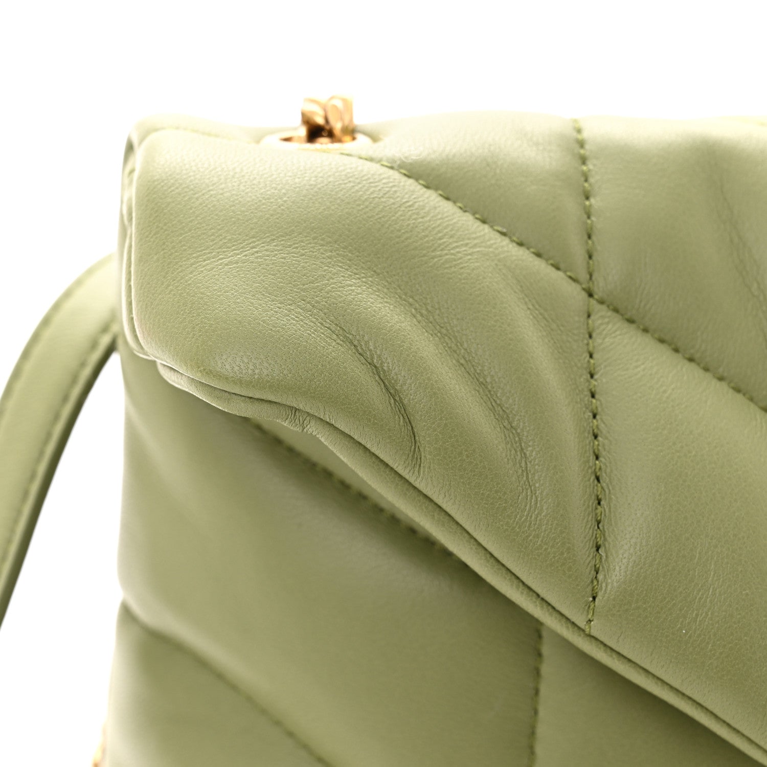 Saint Laurent Lambskin Quilted Toy Loulou Puffer Monogram Chain Satchel Light Pistache 11 of 11