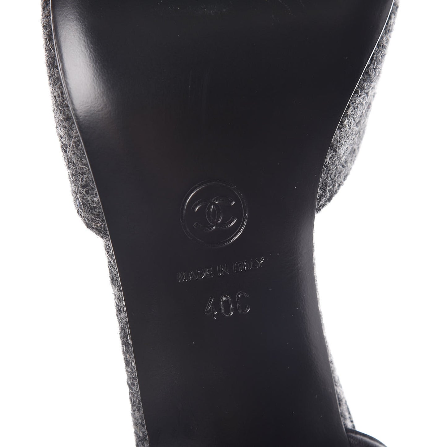 Tweed Satin Cap Toe CC Slingback Pumps 40 Black Grey
