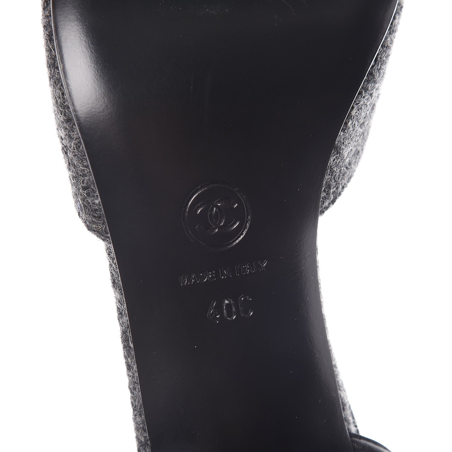 Chanel Tweed Satin Cap Toe CC Slingback Pumps 40 Black Grey 6 of 9