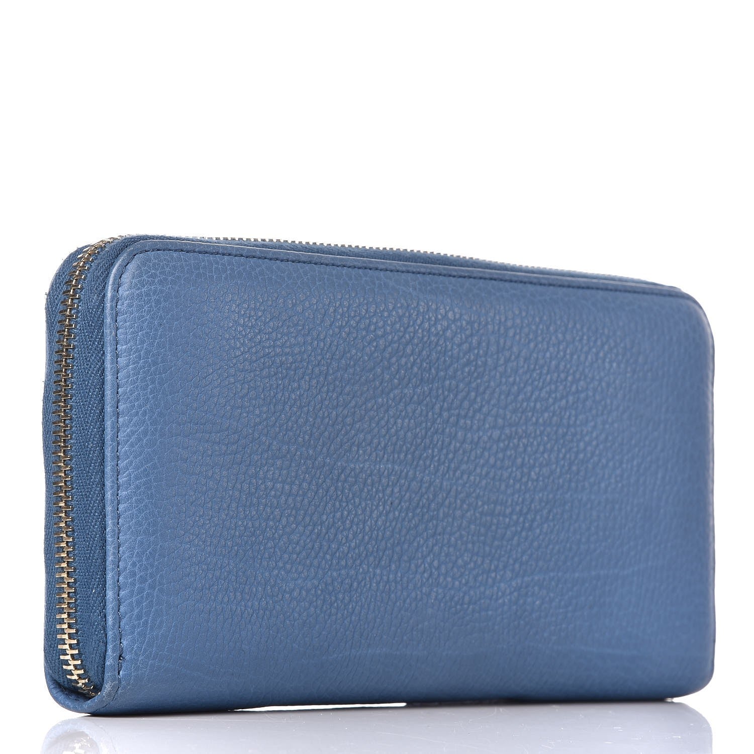 Balenciaga Grained Calfskin Tube Continental Zip Around Wallet Bleu 3 of 11