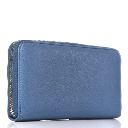 Balenciaga Grained Calfskin Tube Continental Zip Around Wallet Bleu 3 of 11