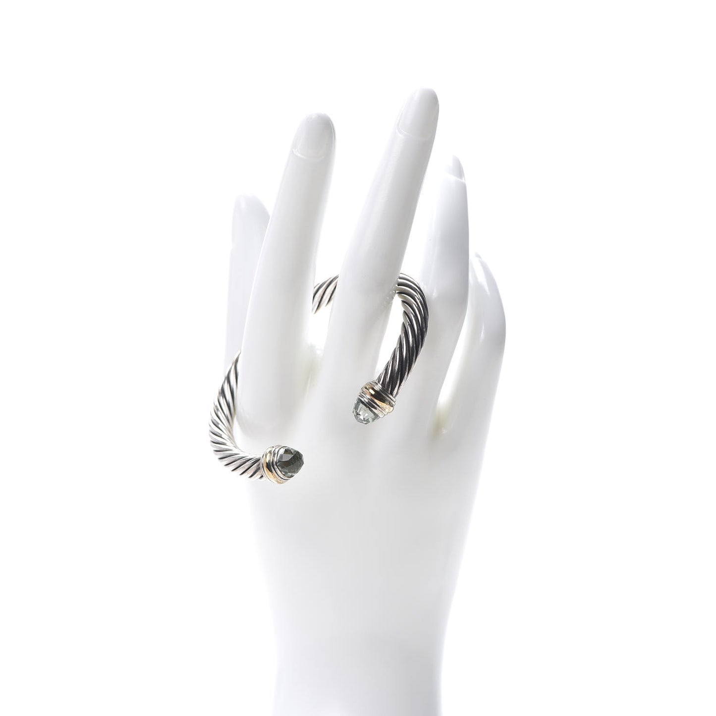 Sterling Silver 14K Yellow Gold Prasiolite 7mm Cable Classics Bracelet