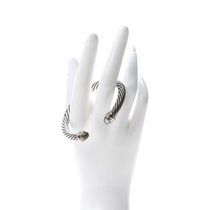 David Yurman Sterling Silver 14K Yellow Gold Prasiolite 7mm Cable Classics Bracelet 2 of 4