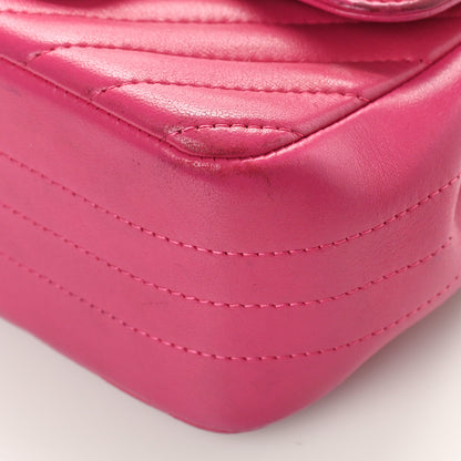 Chanel Lambskin Chevron Quilted Mini Square Flap Fuchsia 8 of 12