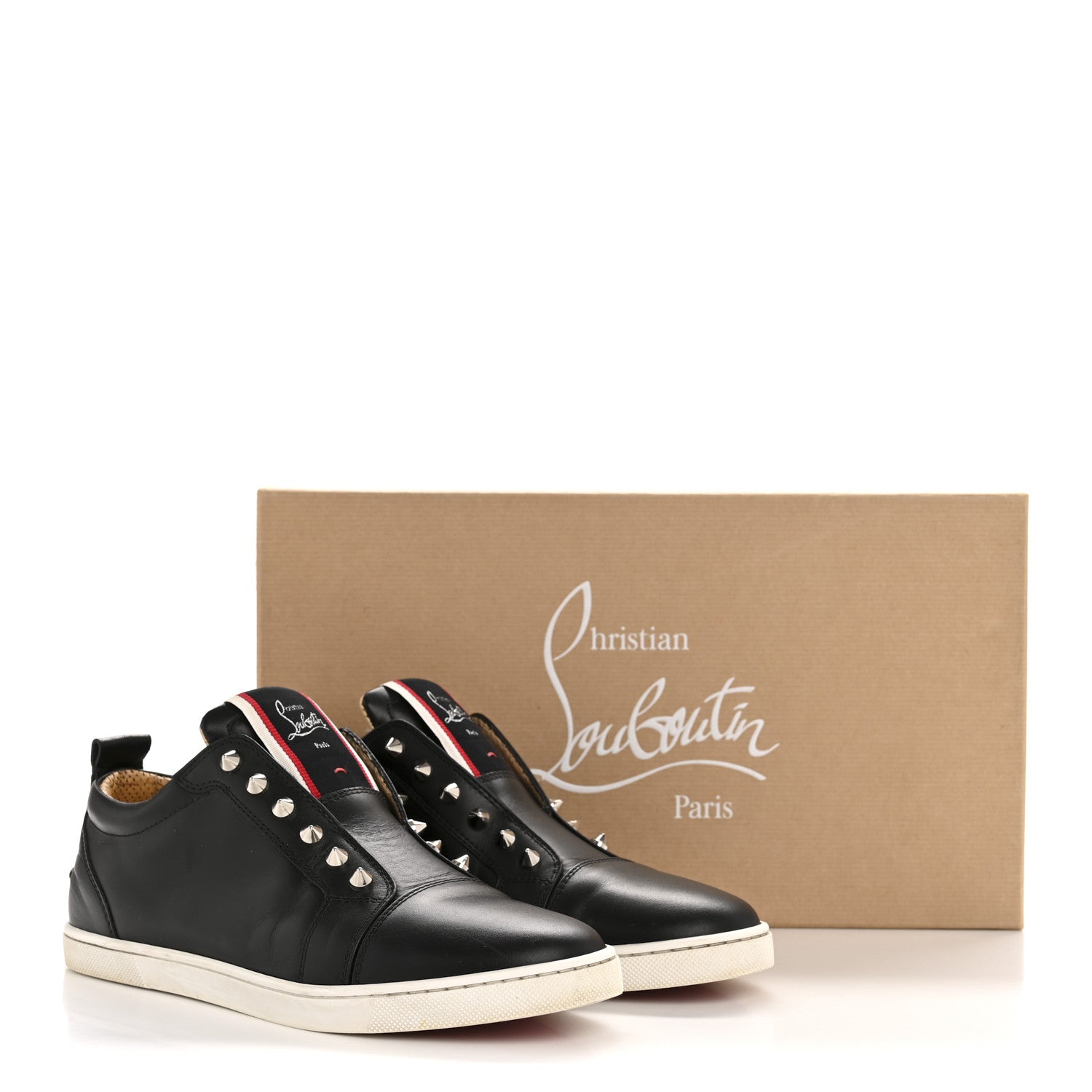 Christian Louboutin Calfskin Fique A Vontade Flat Sneakers 38.5 Black 12 of 12