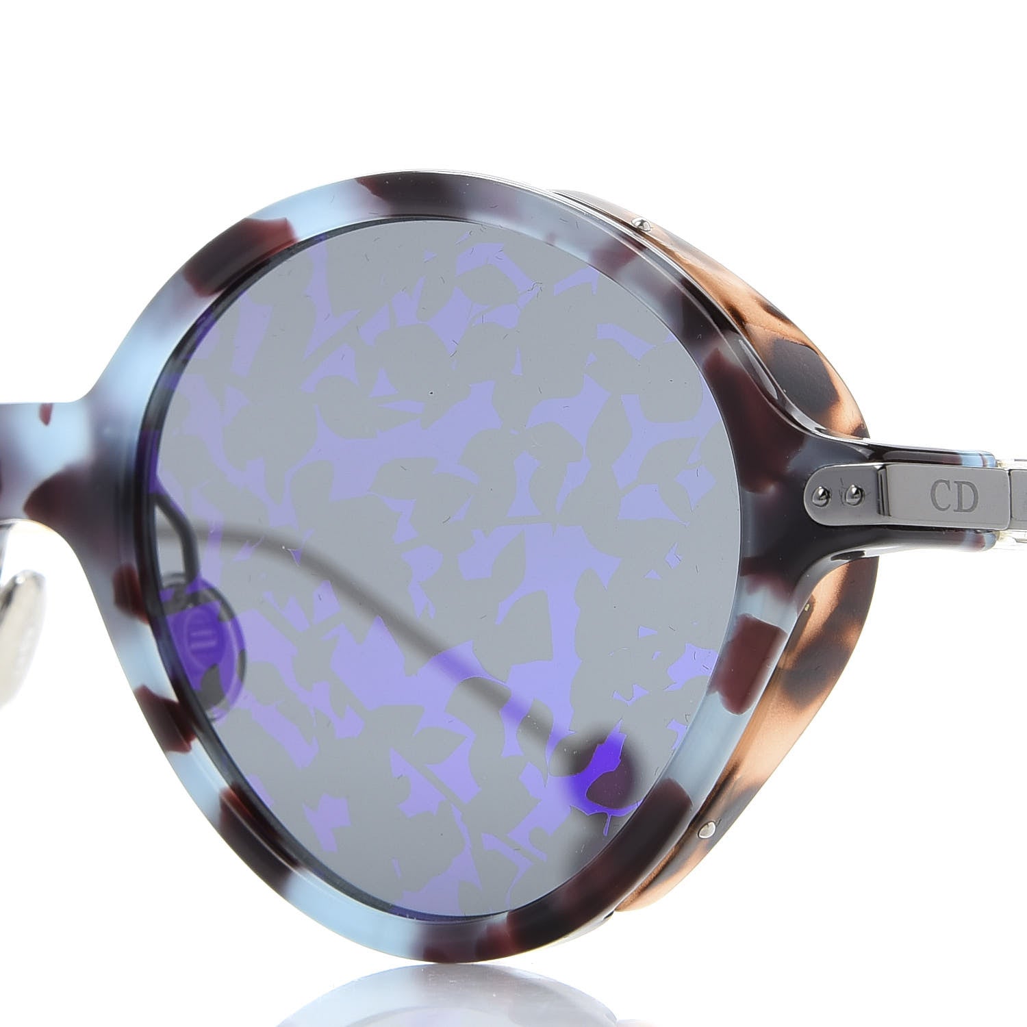 Christian Dior Acetate Leaf Print Umbrage Round Sunglasses Blue Foliage 7 of 8