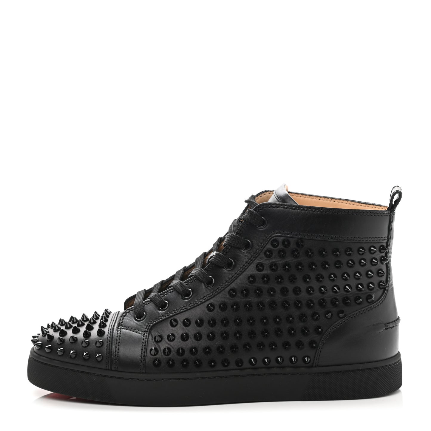 Calfskin Mens Louis Spikes Flat Sneakers 44 Black