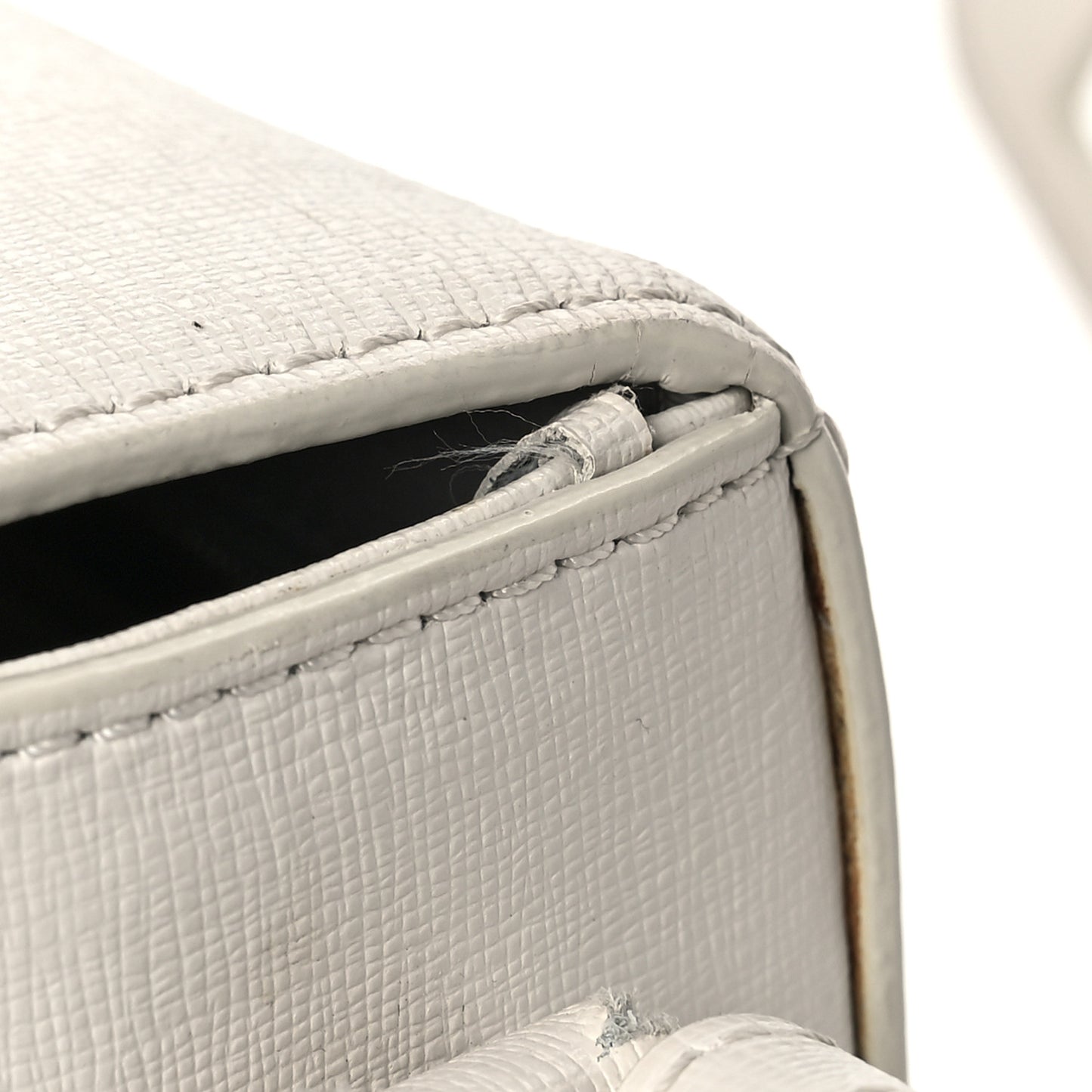 Saffiano Striped Mini Diag Binder Clip Bag White Black