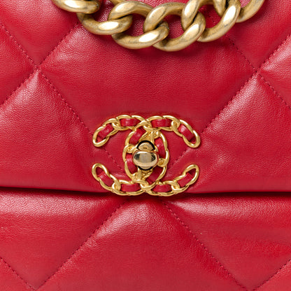 Chanel Goatskin Quilted Large Chanel 19 Flap Red 8 of 10
