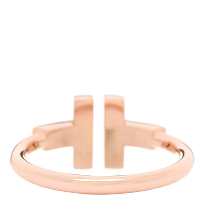 Tiffany 18K Rose Gold Diamond Mother of Pearl T Wire Ring 53 6.5 3 of 4